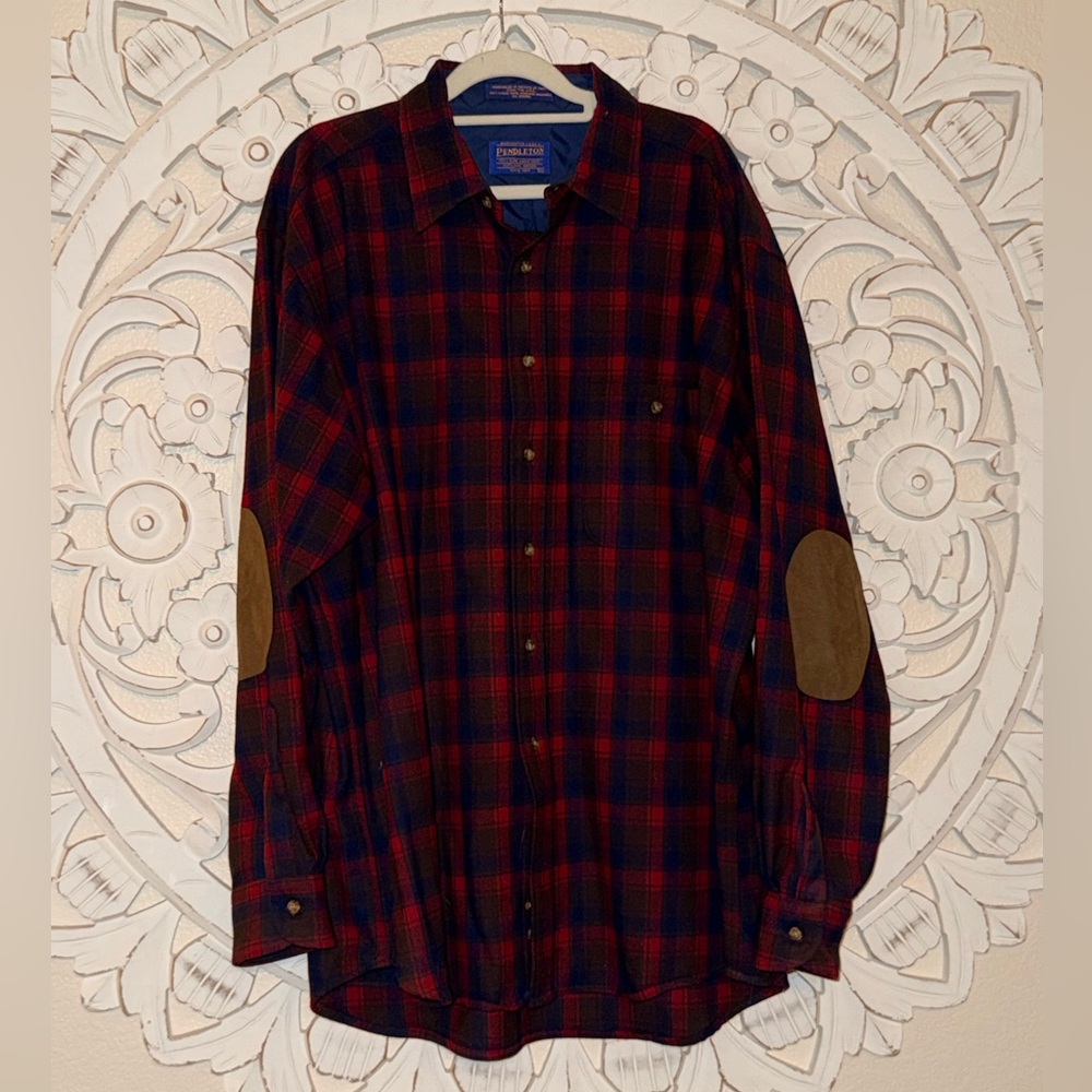 Pendleton Red and Blue Plaid flannel virgin wool lumberjack